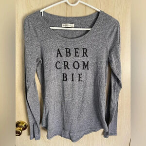 Abercrombie & Fitch Grey Long Sleeve Embroidered T Shirt Sz M